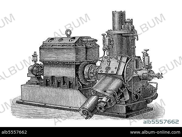 Dampfmaschinen des 19. Jahrhunderts, Brotherhood Dampfmaschine, digital restaurierte Reproduktion einer Originalvorlage aus dem 19. Jahrhundert.