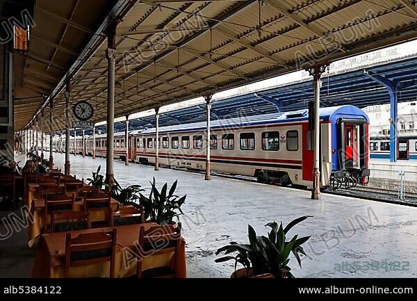 Historical Sirkeci Train Station, platform with train, Istanbul, Turkey, Asia.