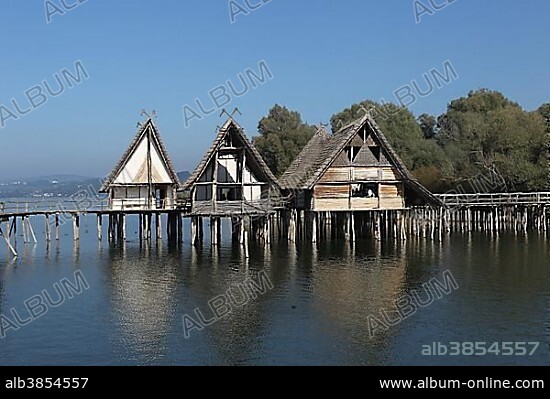 Stilt houses, Pfahlbaumuseum Unteruhldingen, Museum, Lake Constance, Baden-Württemberg, Germany, Europe.
