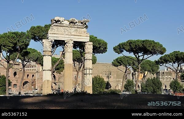 Columns of the Temple of Venus Genetrix in the Forum of Caesar in front of the Trajan's Forum, Rome, Italy, Europe.