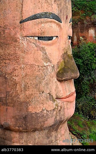 Largest stone Buddha statue in the world, Leshan Giant Buddha, Leshan, Sichuan, China, Asia.