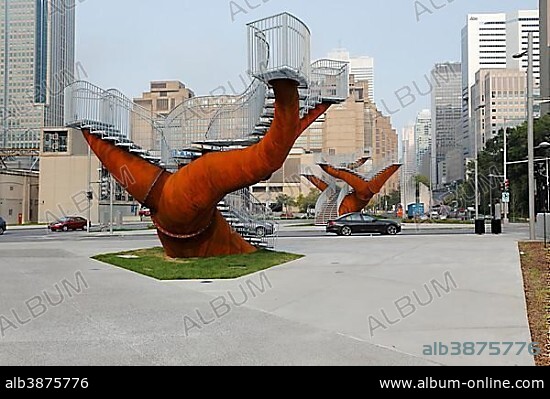 MICHEL BRION. Steel sculpture, Dendrites, made by Michel de Brion, Park Bonaventure, Montreal, Quebec Province, Canada, North America.