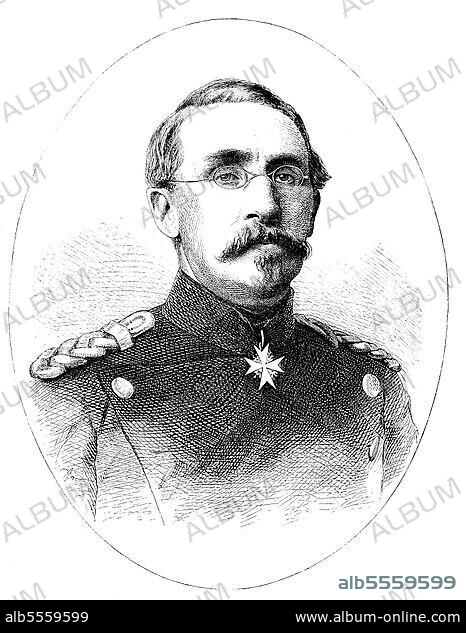 August Karl von Goeben, 10. Dezember 1816, 13. November 1880, preußischer General der Infanterie, ausgezeichnet mit dem Eisernen Kreuz für seine Verdienste im Deutsch-Französischen Krieg 1870-1871, Kommandeur des VIII. Armeekorps, Historisch, digital restaurierte Reproduktion einer Originalvorlage aus dem 19. Jahrhundert, genaues Originaldatum nicht bekannt.