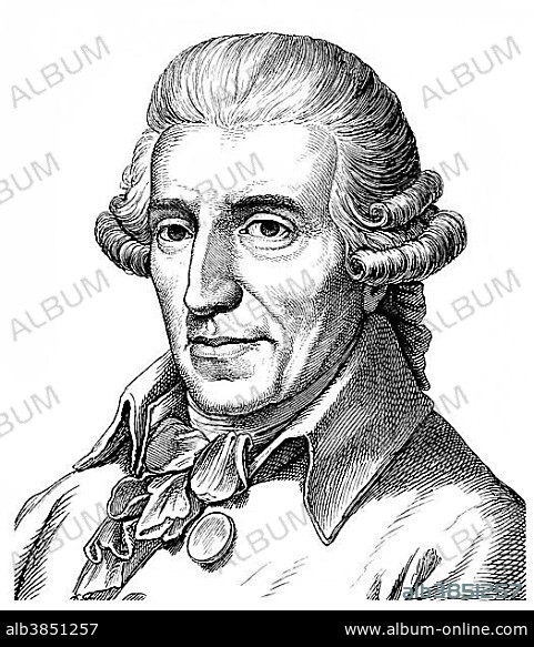 Historical drawing from the 19th century, portrait of Franz Joseph Haydn, 1732 - 1809, an Austrian composer and leading representative of the Viennese Classical.
