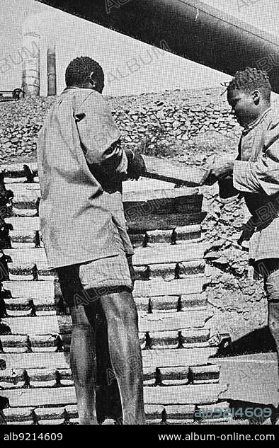 Lead mining in Otavi, German Southwest, Colony, Namibia, Historic, digitally restored reproduction of an original artwork from the early 20th century, exact original date unknown, Africa.