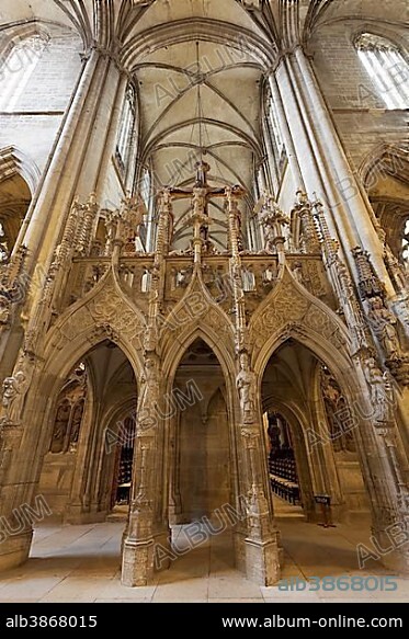 Gothic rood screen with triumphal cross group, Halberstadt Cathedral or Church of St. Stephen and St. Sixtus, Halberstadt, Saxony-Anhalt, Germany, Europe.