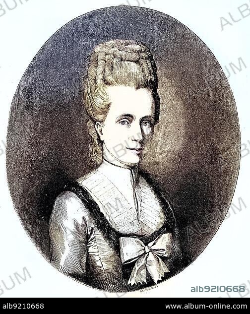 Anne-Louise-Germaine Baroness von Stael-Holstein or Madame de Stael, born 1766, died 1817, French writer, Historical, digitally retouched reproduction of a 19th century original.