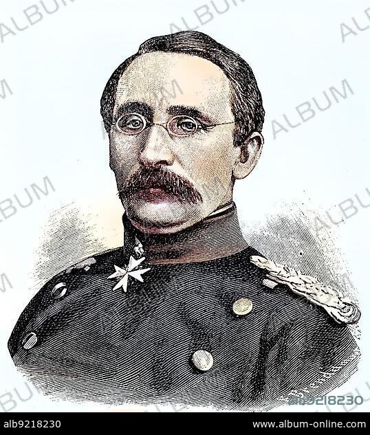 August Karl von Goeben, 1816, 1880, Prussian General of the Infantry, bearer of the Iron Cross for his services in the Franco-Prussian War 1870-1871, Situation from the time of the Franco-Prussian War or German-German War, 1870-1871, Historical, digitally restored reproduction from a 19th century original.