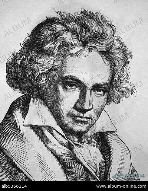 Ludwig van Beethoven, 1770 - 1827, composer, Portrait, historical illustration, 1880.