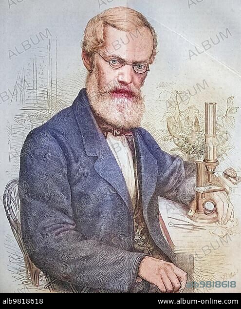 Emil Adolf Rossmaessler; also Emil Adolph Rossmaessler; 1806-1867; a German naturalist; politician and popular writer; considered the father of German aquatics; historical engraving; c. 1869; Historic; digitally restored reproduction from a 19th century original; coloured; exact date unknown.