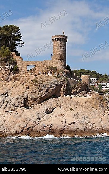Old town of Vila Vella, from the sea side, Tossa de Mar, Costa Brava, Catalonia, Spain, Europe, PublicGround, Europe.