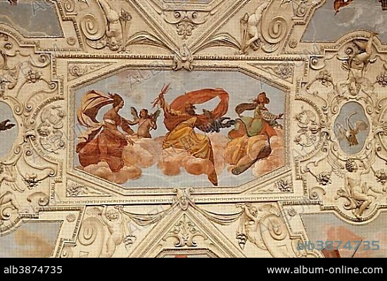 Ceiling painting in the Wallenstein Palace, Sala Terrana, Prague, Czech Republic, Europe.
