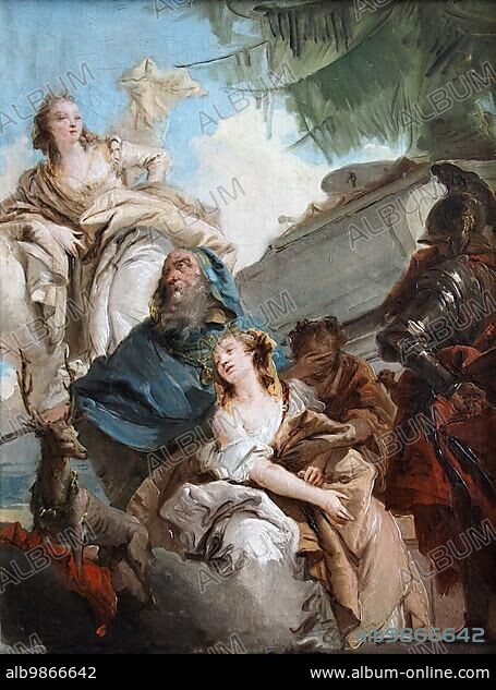 Sacrifice of Iphigenia, Iphigenia, also Iphigeneía, Iphigenia, in Greek mythology the eldest daughter of Agamemnon, Historical, digitally restored reproduction from an original from the past.