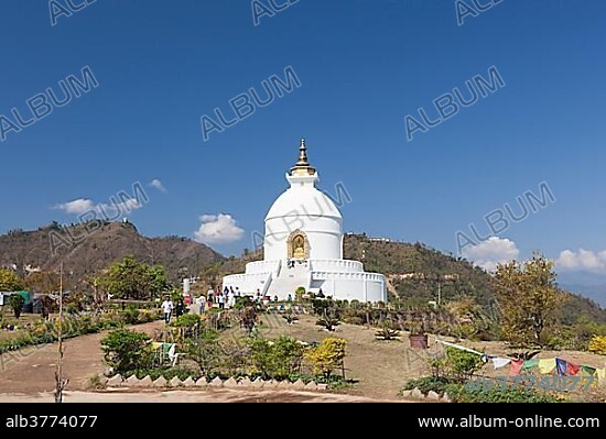 World Peace Pagoda, Stupa, Pokhara, Nepal, Asia.