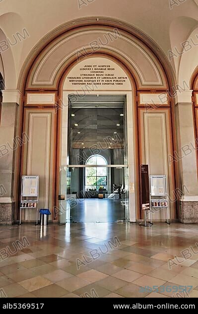 Bavarian State Library, first floor, entrance to the reading room, Munich, Bavaria, Germany, Europe.