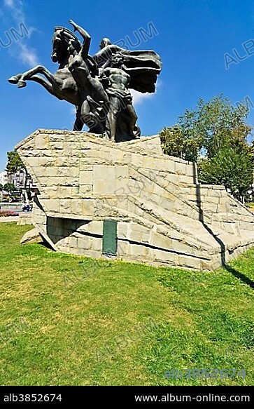 Republic Square with a statue of Kemal Atatürk, Antalya, Turkey, Asia.
