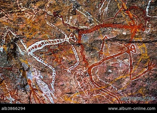 Aboriginal wall painting, Kakadu National Park, Northern Territory, Australia, Oceania.