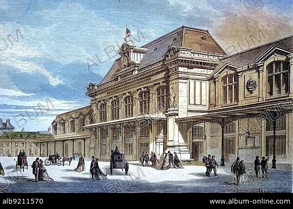 The Railway Station of Orleans, 1869, France, Historic, digitally restored reproduction of an original 19th century painting, exact original date not known, Europe.