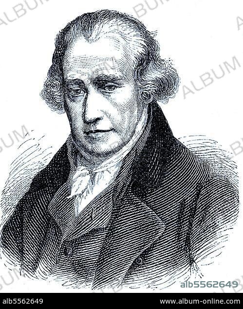 James Watt, 30. Januar 1736 bis 25. August 1819, schottischer Erfinder, Historisch, digital restaurierte Reproduktion einer Originalvorlage aus dem 19. Jahrhundert, genaues Originaldatum nicht bekannt.