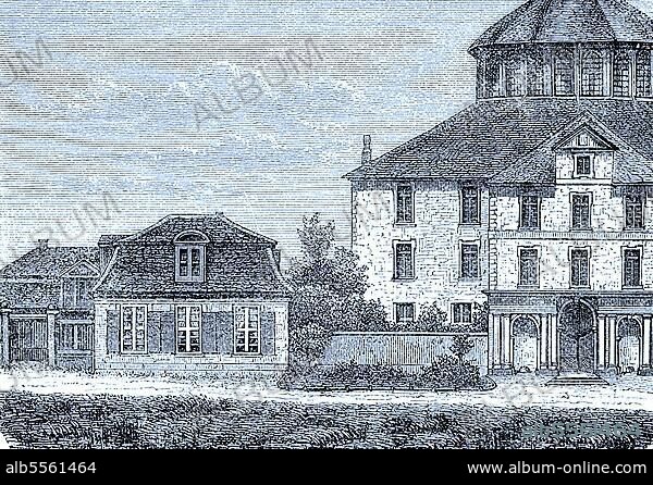 Wohnhaus und Bibliothek von Gotthold Ephraim Lessing in Wolfenbüttel im Jahre 1876, Historisch, digital restaurierte Reproduktion einer Originalvorlage dem 19. Jahrhundert, genaues Originaldatum nicht bekannt, Niedersachsen, Deutschland.