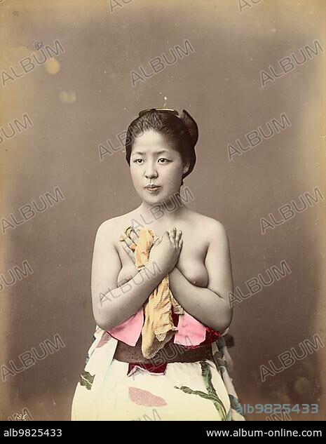 Young Japanese Woman; Portrait of a Young Woman topless; c. 1870; Japan; Historic; digitally restored reproduction from an original of the period; Asia.