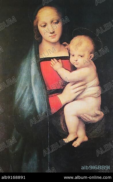 Madonna del Granduca, by Raffaello Sanzio da Urbino, also Raffael da Urbino, Raffaello Santi, Raffaello Sanzio, Raphael, Italian painter, Italy, digitally restored reproduction of a work of art (public domain) from c. 1500, Europe.