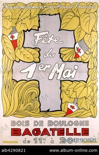 RPF (Rassemblement du Peuple Français) poster for the May 1st (Labor Day) celebration. Date: 1950, 1951 or 1952.