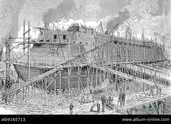 SMS König Wilhelm was an armoured frigate of the Prussian and later the German Imperial Navy. The ship was laid down in 1865 at the Thames Ironworks shipyard in London, Historic, digitally restored reproduction of an original 19th century model, exact original date unknown.