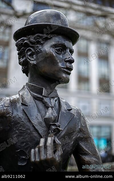 LONDON, UK - MARCH 11 : Statue of Charlie Chaplin in Leicester Square London on March 11, 2019.