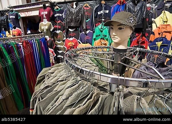 Second hand store, Berlin- and GDR clothing, Kastanienallee, Prenzlauer Berg, Pankow, Berlin, Germany, Europe.
