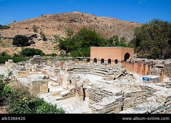 Amphitheatre, archaeological site Gortyn or Gortyna, Crete, Greece, Europe.