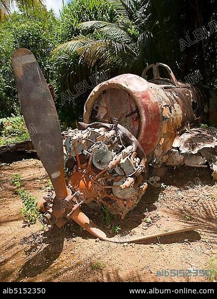 Japanese aircraft shot down, World War II, wrecked aircraft, Yap Island, Micronesia, Caroline Islands, Pacific Ocean, Oceania.