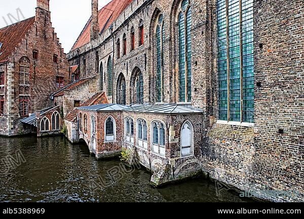 Back side of the Memling museum, Hospital Museum in Sint Jan, Bruges, West Flanders, Belgium, Europe.