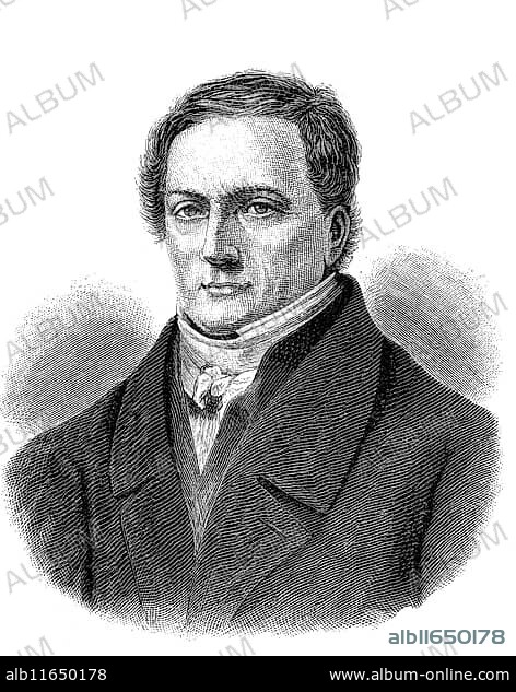 Johann Friedrich Herbart, 4 May 1776, 14 August 1841, a German philosopher, psychologist and pedagogue who is considered a classic of pedagogy beyond the German-speaking world, Historical, digital reproduction of an original from the 19th century.