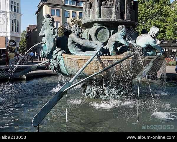 Detail of the fountain of the history column, on the Görresplatz Koblenz, Rhineland-Palatinate, Germany, Europe.