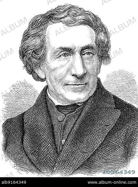 Johann Joseph Ignaz Döllinger, since 1868 Knight von Döllinger (28 February 1799 - 10 January 1890), was a German Catholic theologian and church historian as well as one of the spiritual fathers of the Old Catholic Church, Historical, digitally restored reproduction of an original from the 19th century, exact original date not known.