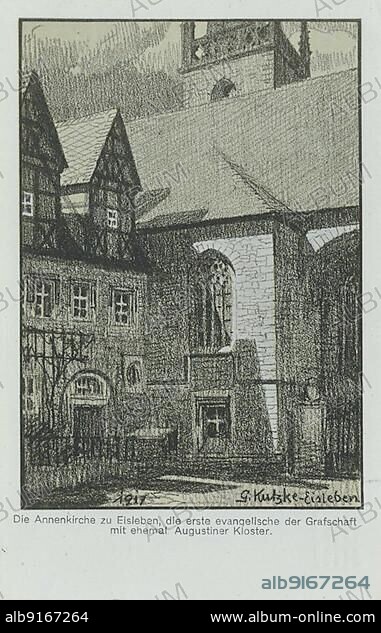 Annenkirche in Eisleben, county Mansfeld-Südharz, Saxony-Anhalt, Germany, view around ca 1910, digital reproduction of a historical postcard, from that time, exact date unknown, Europe.