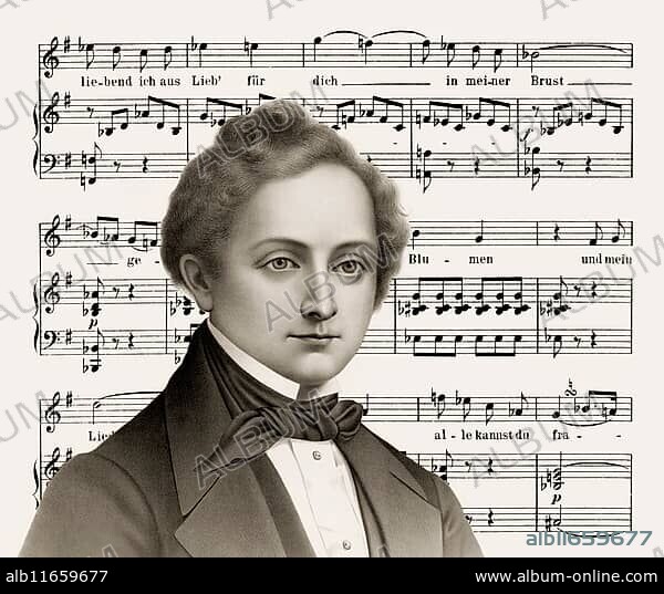 Gustav Albert Lortzing, 1801 ? 1851, German composer, a page from ?Die Opernprobe, Ob ich dich liebe, fragst du mich??, 1899.