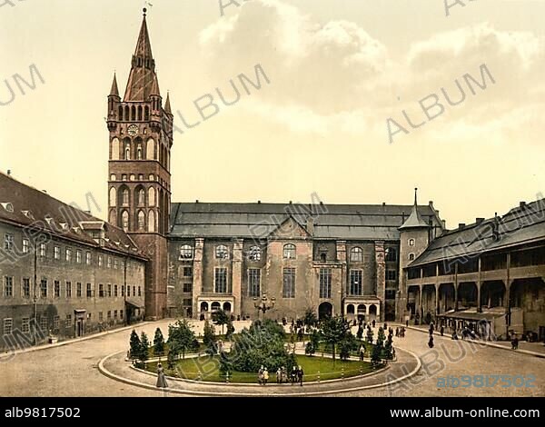 Inner courtyard and church of the castle in Königsberg; formerly Germany; today Kalinigrad in Russia.