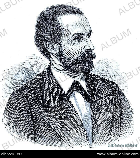 Adolf Johann Albrecht Frierich Enoch von Wilbrandt, 24. August 1837 bis 10. Juni 1911, deutscher Schriftsteller und Direktor des Burgtheaters in Wien, digital restaurierte Reproduktion einer Originalvorlage aus dem 19. Jahrhundert, genaues Originaldatum nicht bekannt.
