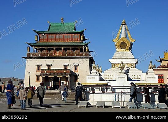 Main Tempel Magjid Janraisig SÃ¼m Gandan Monastery Ulaan-Baatar Mongolia.