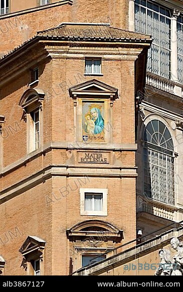 Mosaic on the Mater Ecclesiae Monastery inside Vatican City, Piazza San Pietro, Saint Peter's Square, Vatican City State, Italy, Europe.