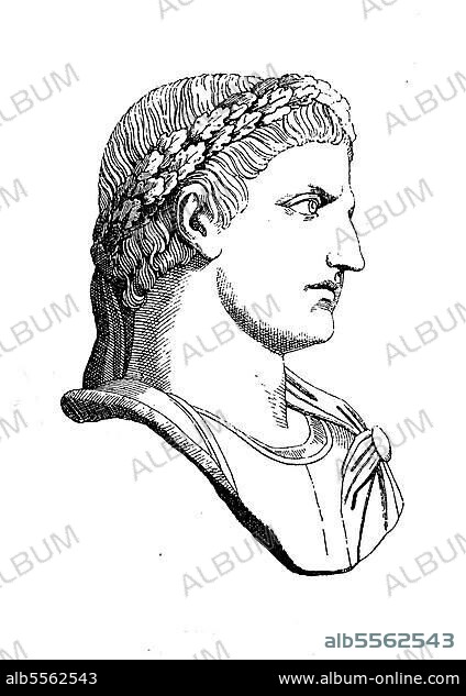 Konstantin I. Flavius Valerius Constantinus, 27. Februar 272, 22. Mai 337, auch bekannt als Konstantin der Große, war ein römischer Kaiser von 306 bis 337, Historisch, digitale Reproduktion einer Originalvorlage aus dem 19. Jahrhundert.