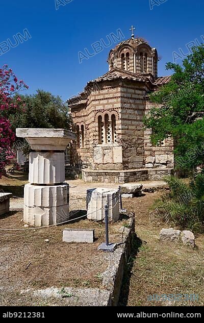 Athens Greece. The tiny old Church of the Holy Apostles at the Ancient Agora.