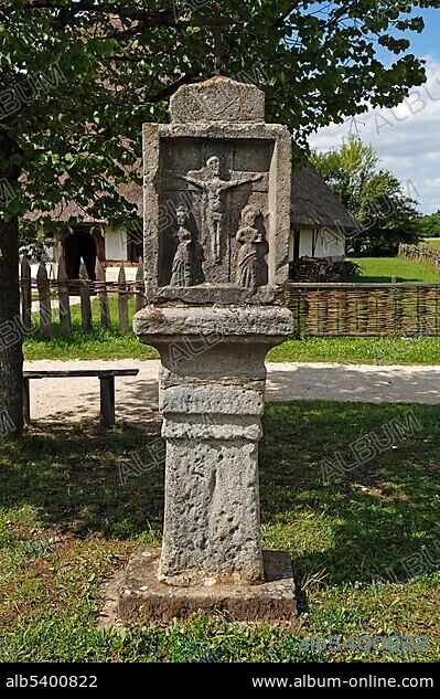 Wayside shrine from Roettbach, late Middle Ages, Franconian Open Air Museum, Eisweiherweg 1, Bad Windsheim, Middle Franconia, Bavaria, Germany, Europe.