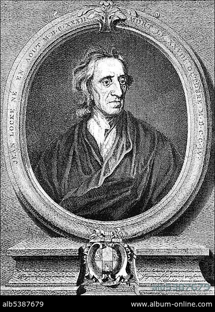 Historic drawing, portrait of John Locke, 1632 - 1704, an English philosopher and thought leader of the Enlightenment.