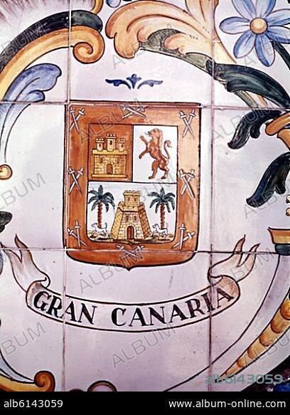 ESCUDO DE CERAMICA DE MANISES-GRAN CANARIA.