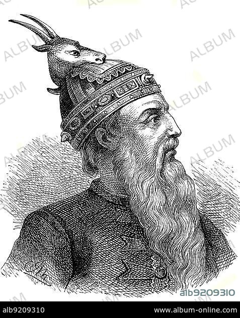 George Kastriota, Gjergj Kastrioti, called Skanderbeg, 6 May 1405 - 17 January 1468, was a prince from the Albanian noble family of the Kastrioti and a military commander who served the Ottoman Empire from 1423 to 1443, the Republic of Venice from 1443 to 1447 and the Kingdom of Naples from 1451 until his death, Albania, Historical, digitally restored reproduction of an original 19th century master, exact original date unknown, Europe.