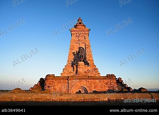 Kyffhäuser monument in the evening light, near Bad Frankenhausen, Thuringia, Germany, Europe.