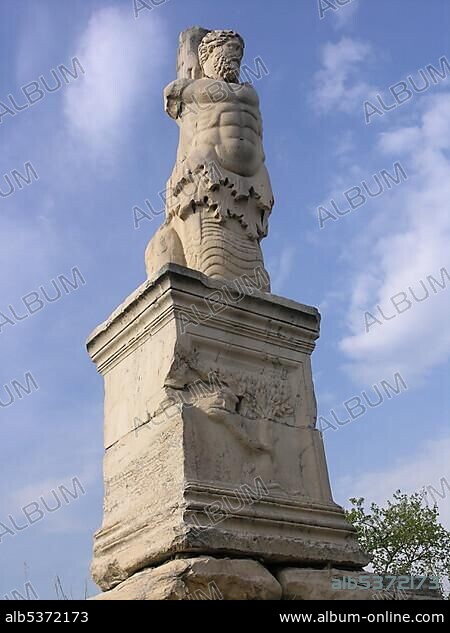Triton statue in ancient agora Athens Greece.